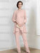 Pearl Pink chiffon three piece mother of the bride pantsuit with long jacket