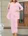 Pink chiffon three piece mother of the bride pantsuit with open jacket