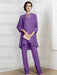 Purple chiffon three piece mother of the bride pantsuit with long jacket