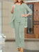 Sage chiffon three piece mother of the bride pantsuit with open jacket