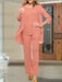Salmon chiffon three piece mother of the bride pantsuit with open jacket