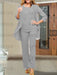 Silver chiffon three piece mother of the bride pantsuit with open jacket