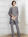 Silver Gray chiffon three piece mother of the bride pantsuit with long jacket