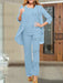 Sky Blue chiffon three piece mother of the bride pantsuit with open jacket