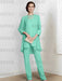 Spa chiffon three piece mother of the bride pantsuit with long jacket