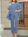 Steel Blue chiffon three piece mother of the bride pantsuit with open jacket