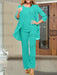 Turquoise chiffon three piece mother of the bride pantsuit with open jacket