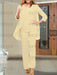 Yellow chiffon three piece mother of the bride pantsuit with open jacket