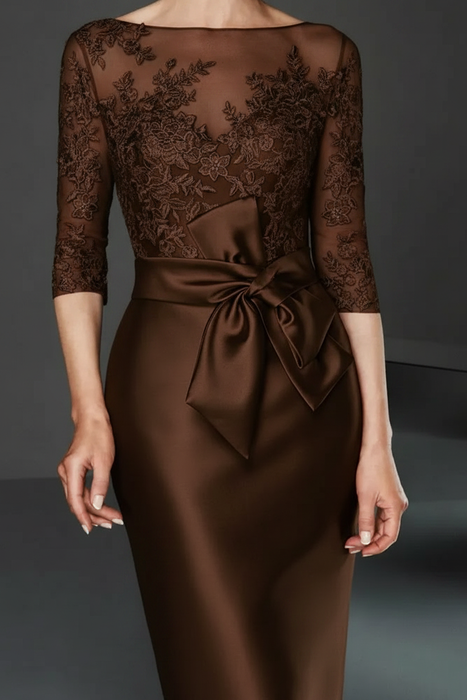 Knee Length Satin Mother of the Bride Dress On Sale-Bridelily
