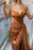 Chocolate Delight Sleeveless Mermaid Prom Dress with Flirty Ruffle Split