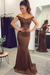 Chocolate Elegant Off-the-Shoulder Mermaid Lace Beadings Long Evening Dress - Prom Dresses