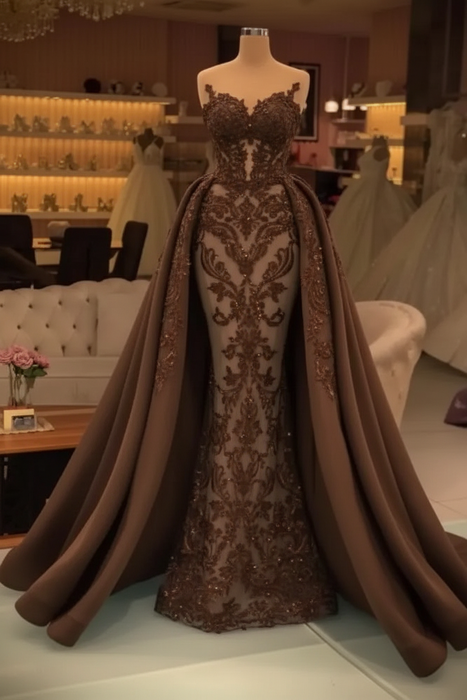 Chocolate Chic evening dresses long lace Prom dresses - Prom Dresses