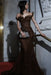 Strapless Beadings Mermaid Prom Dress Chocolate with Tassels