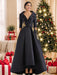 V-Neck A-Line Princess Floor-Length Mother of the Bride Dress with 3/4 Sleeves Appliques and Beading