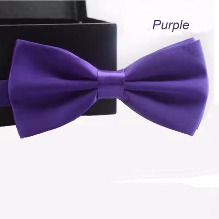 Classic Men Bowtie Boys Grils Children Bow Tie Solid Color Wedding Ties Accessories Purple