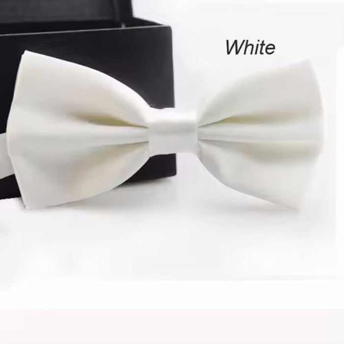 Classic Men Bowtie Boys Grils Children Bow Tie Solid Color Wedding Ties Accessories White