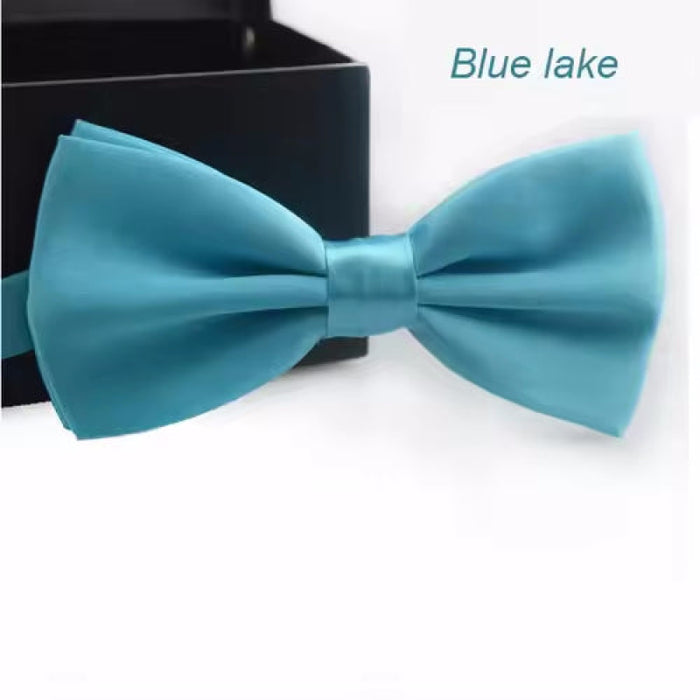 Classic Men Bowtie Boys Grils Children Bow Tie Solid Color Wedding Ties Accessories Lake Blue