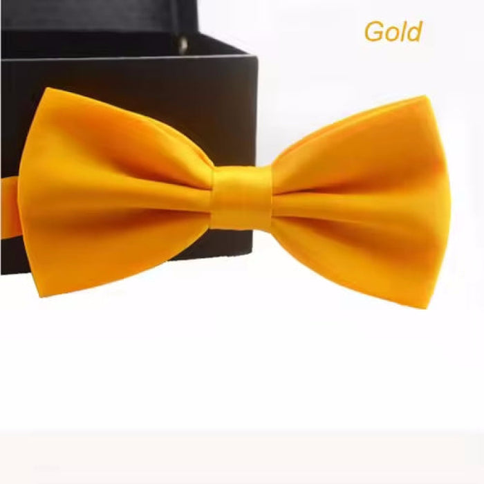 Classic Men Bowtie Boys Grils Children Bow Tie Solid Color Wedding Ties Accessories Gold