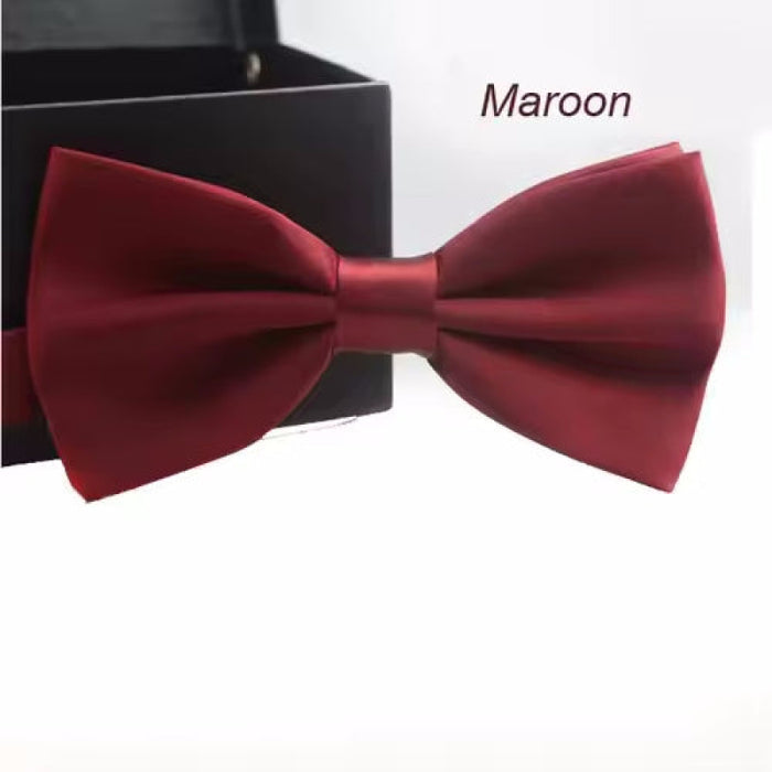 Classic Men Bowtie Boys Grils Children Bow Tie Solid Color Wedding Ties Accessories Maroon