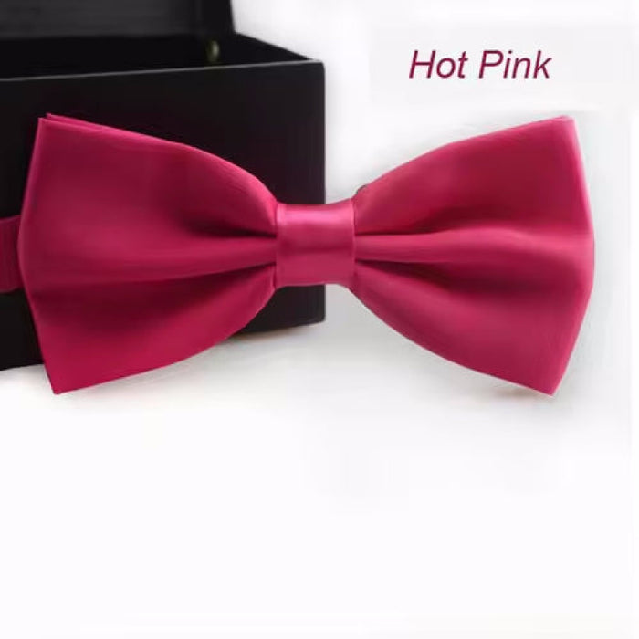 Classic Men Bowtie Boys Grils Children Bow Tie Solid Color Wedding Ties Accessories Fuchsia
