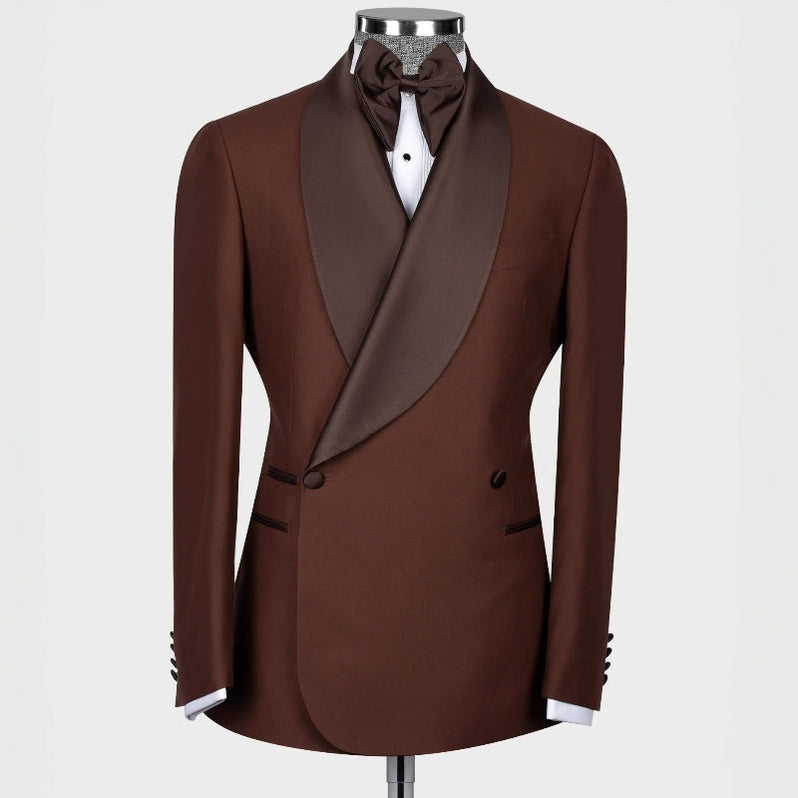 Coffee Shawl Lapel Double Breasted Wedding Suits Slim Fit Tuxedo 2 Pie coffee-shawl-lapel-double-breasted-wedding-suits-slim-fit-tuxedo-2-pie