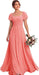 Bridelily Women's Flutter Sleeves Bridesmaid Dresses Square Neck Chiffon Maxi Dres - Coral