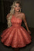 Coral One Shoulder Sequins Prom Dress Short Aline Homecoming Dress