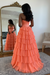 Coral Sweetheart Tiered Corset Aline Evening Dress Ruffle Chiffon Prom Dress with Split - Prom Dresses
