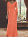 V-Neck 3/4 Sleeve Floor-Length Sequined Mother of the Bride Sheath Dress