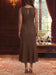 Back of the brown lace dress with a keyhole opening
