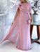 Floor-Length Sleeveless Cowl Neck Sheath Dress for the Mother of the Bride with Floral Detail