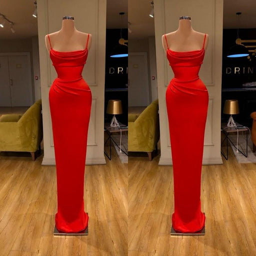 Crimson Charm Mermaid Prom Gown with Spaghetti Straps