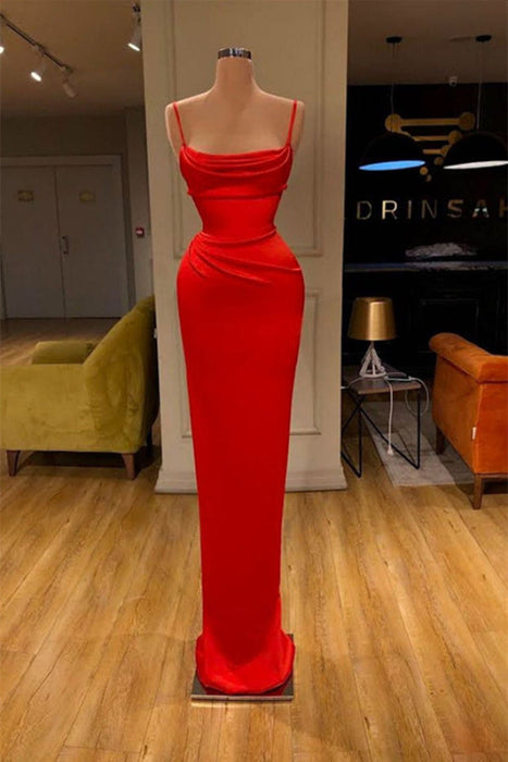Crimson Charm Mermaid Prom Gown with Spaghetti Straps