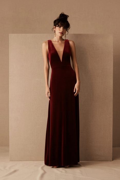 Velour Dress - Crimson
