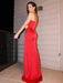Crimson Mermaid Gowns with Spaghetti Straps