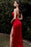 Crimson Mermaid Prom Gown with Spaghetti Straps and Sultry Backless Split