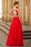 Crystal Crimson Halter Neck Prom Gown with Daring Split