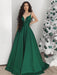 Custom Made A Line V Neck Emerald Green Long Prom Dresses, Green V Neck Long Formal Evening Dresses