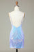 Glitter Blue Sequins Tight Short Homecoming Dress