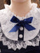 Flower Girl Dresses Navy Blue Designed Neckline Tulle Long Sleeves Knee-Length A-Line Bows Kids Party Dresses