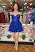 Sparkly Blue Corset Tiered Lace A-Line Short Homecoming Prom Dress