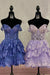 Sparkly Blue Corset Tiered Lace A-Line Short Homecoming Prom Dress