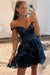 Sparkly Blue Corset Tiered Lace A-Line Short Homecoming Prom Dress