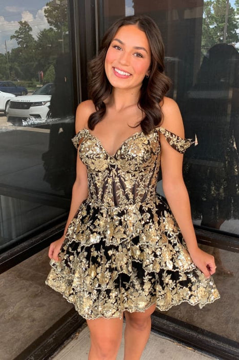 Sparkly Blue Corset Tiered Lace A-Line Short Homecoming Prom Dress