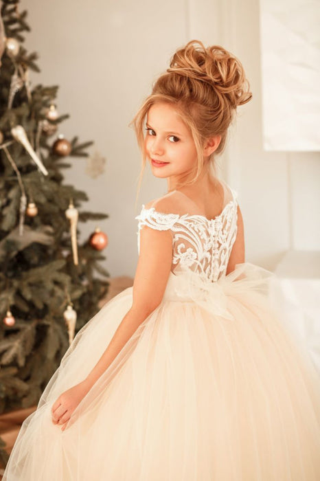 Cute White Lace Tulle Princess Girls Birtrhday Christmas Party Dress Bridelily Cute White Lace Tulle Princess Girls Birtrhday Christmas Party Dress Bridelily