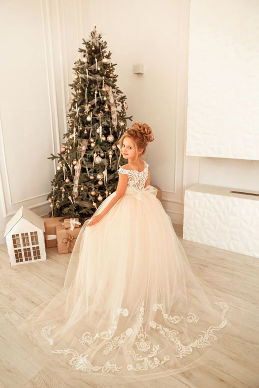 Cute White Lace Tulle Princess Girls Birtrhday Christmas Party Dress Bridelily Cute White Lace Tulle Princess Girls Birtrhday Christmas Party Dress Bridelily