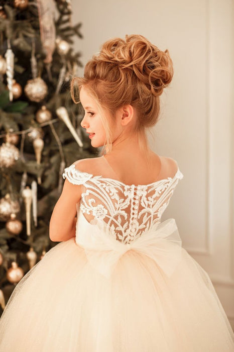 Cute White Lace Tulle Princess Girls Birtrhday Christmas Party Dress Bridelily Cute White Lace Tulle Princess Girls Birtrhday Christmas Party Dress Bridelily