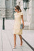 Daffodil Lace Formal Dresses Knee Length Mother of the Bride Dress Cap Sleeves