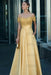 Daffodil Off-the-Shoulder Satin Aline Formal Dress with Beadings