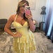 Daffodil Plus Size Halter Corset Tiered Homecoming Dress Short with Pearl